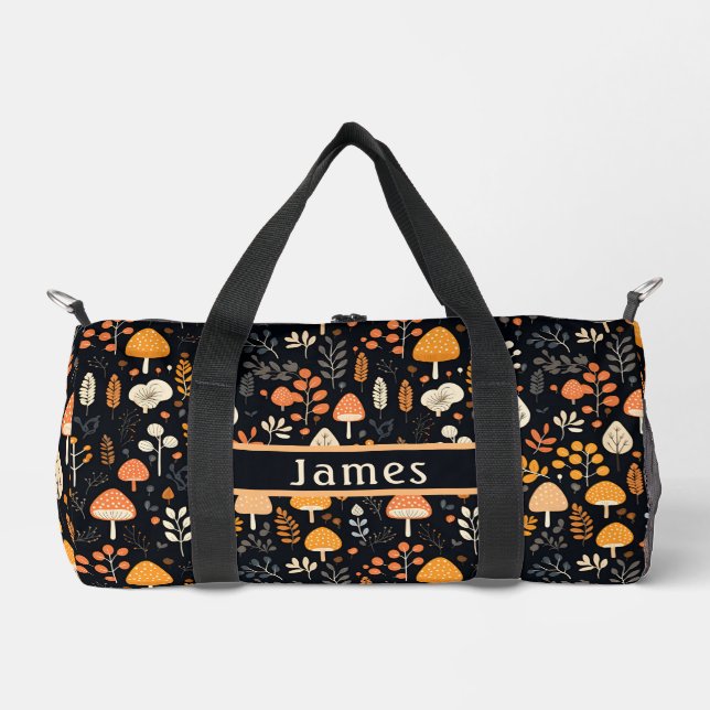 Champignons Jardin Black Duffel Sac (Recto)
