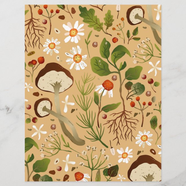 Champignons, Marguerites et Feuillage (Devant)