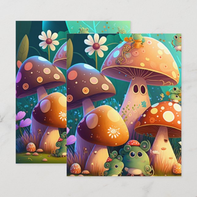 Champignons mignons dans la forêt (Devant / Derrière)