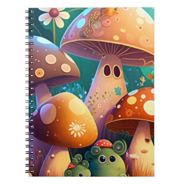 Champignons mignons dans la forêt Carnet Spiral (Devant)