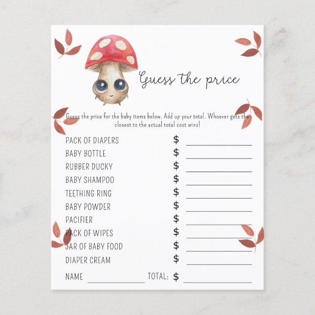 Champignons mignons | Jeu devis de prix (Devant)