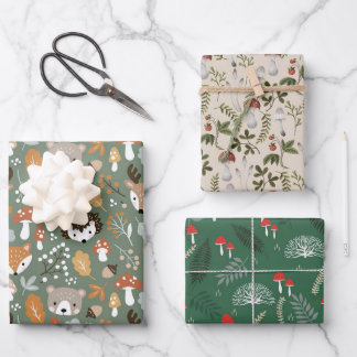 Champignons Noël emballage papier d'emballage forê