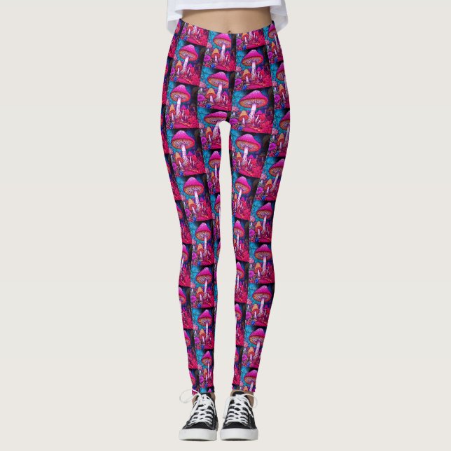 Champignons noirs violets sur des leggings moderne (Devant)