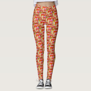 Champignons Rétro Colorés sur Legging Moderne Pers