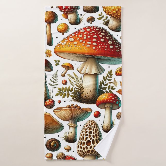Champignons Sauvages Fantaisistes (Serviette de bain)