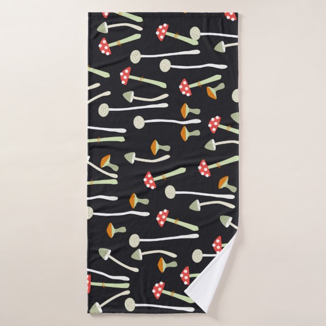 Champignons vintages d'automne design motif. (Serviette de bain)