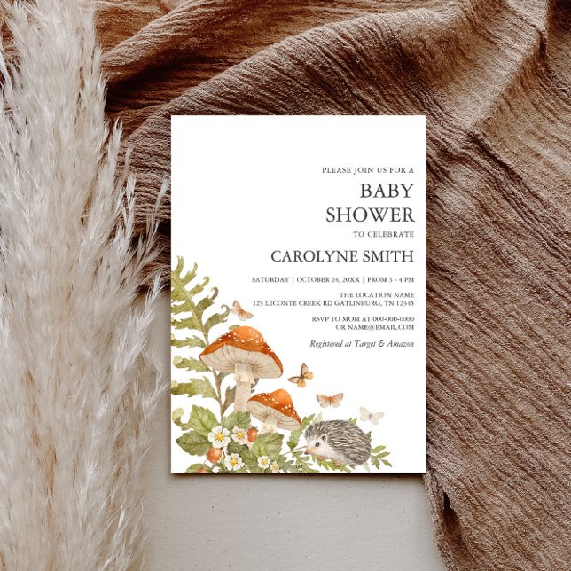 Champignons Woodland Nature Baby shower Invitation (Créateur téléchargé)