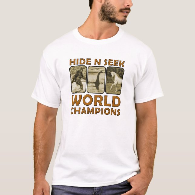 Champions du Monde de Cache-Cache T-shirt Drôle Bl (Devant)