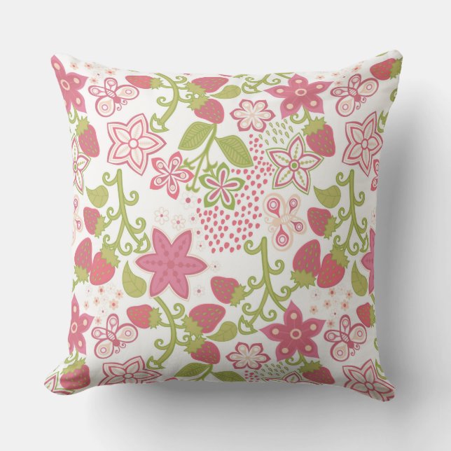 Champs de fraises Coussin extérieur (Recto)
