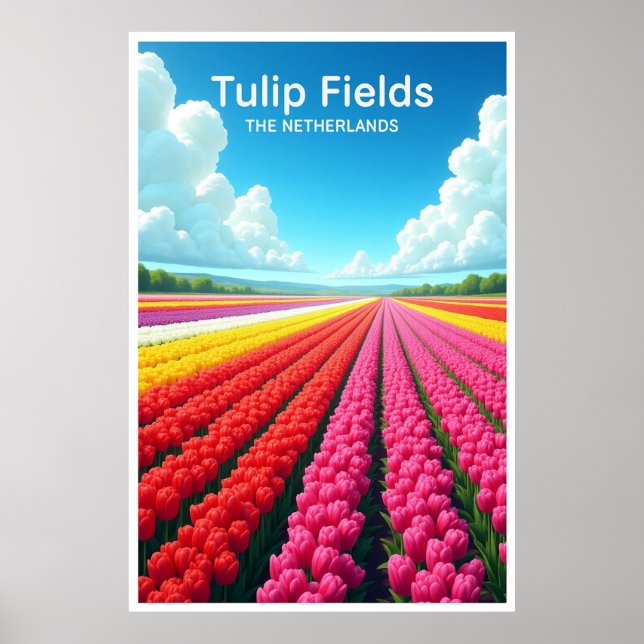 Champs de Tulipes Affiches de Voyage Pays-Bas (Devant)