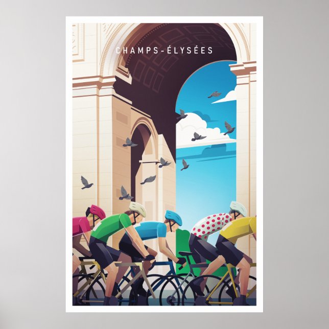 Champs-Élysées - Tour de France - Poster à vélo (Devant)