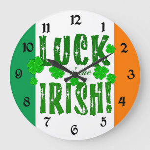 Chance aux Irlandais Horloge Shamrocks Orange Vert