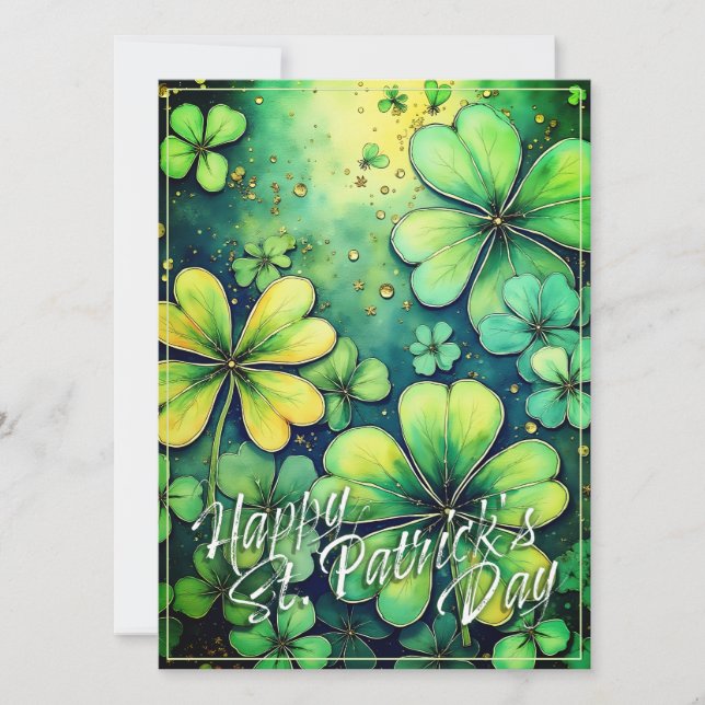 Chance de la Saint-Patrick - Trèfles à l'aquarelle (Devant)