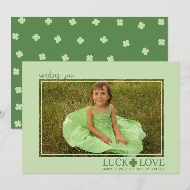 Chance et amour Saint Patrick's Day Carte photo (Devant / Derrière)