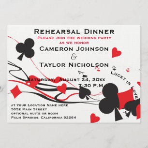 Chanceux en rouge de dîner de répétition de cartes