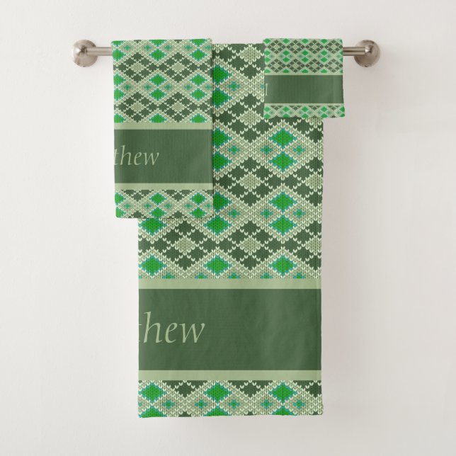 Chandail à main verte look Motif géométrique (En situation)