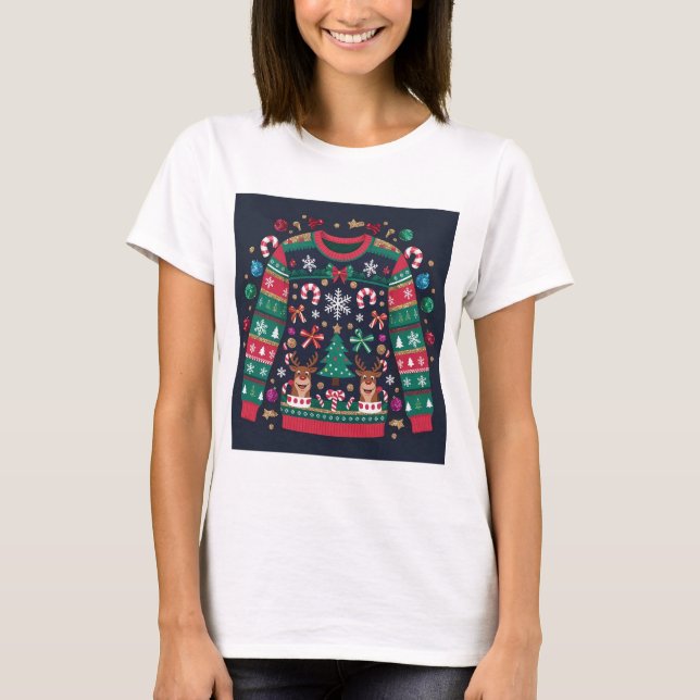 Chandail de Noël moche T-shirt esthétique (Devant)