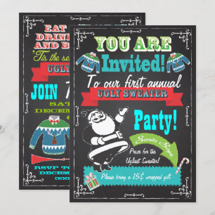 Chandail noir moche Invitations de Noël
