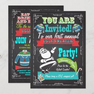 Chandail noir moche Invitations de Noël