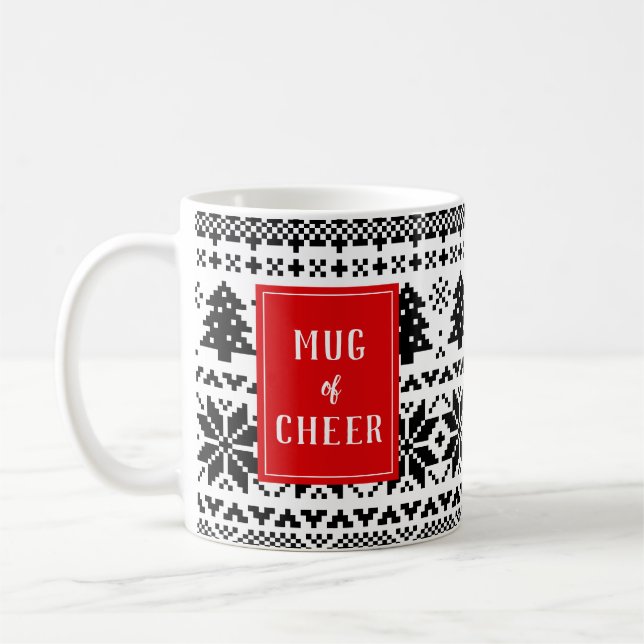 Chandail rouge et noir Knit Mug de Noël Cheer (Gauche)