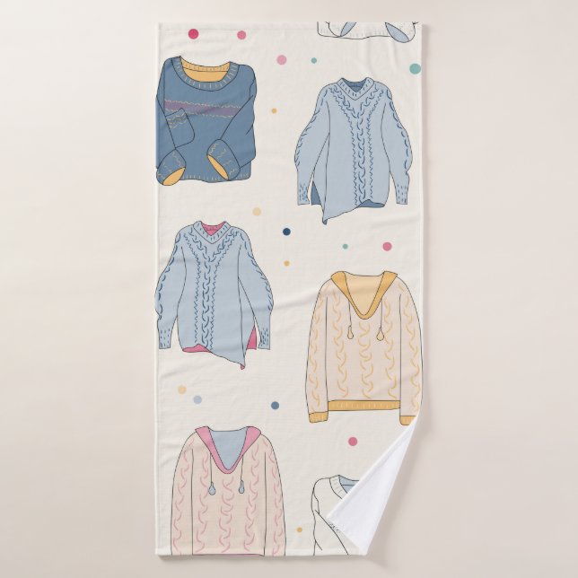 Chandails multicolores, douillets, automne chaud h (Serviette de bain)