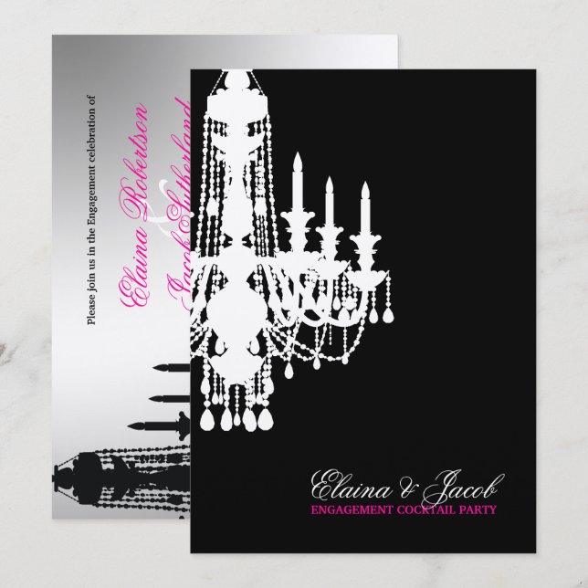 Chandelier 311-Glitz - Invitation Argent Métalliqu (Devant / Derrière)