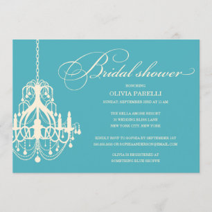 CHANDELIER AQUA & CRÈME  INVITATION FÊTE DE L'MARI