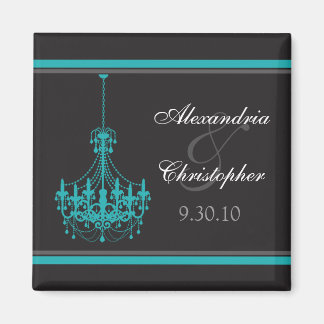 Chandelier classique mariage Favor Magnet (aqua)