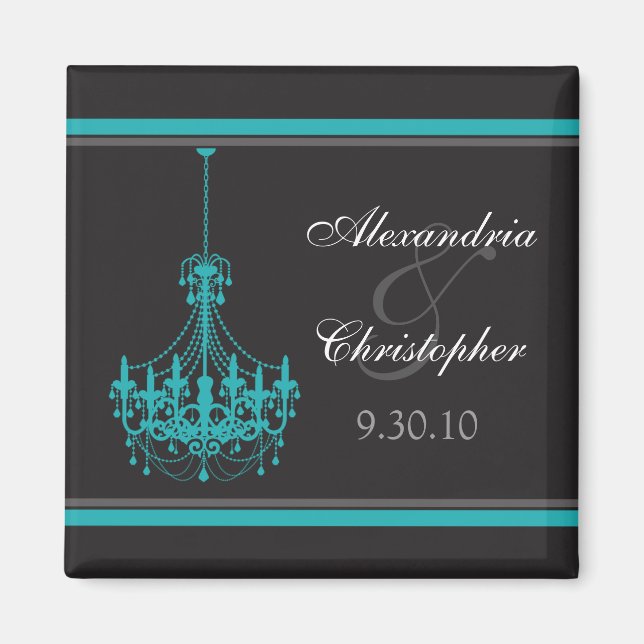 Chandelier classique mariage Favor Magnet (aqua) (Devant)