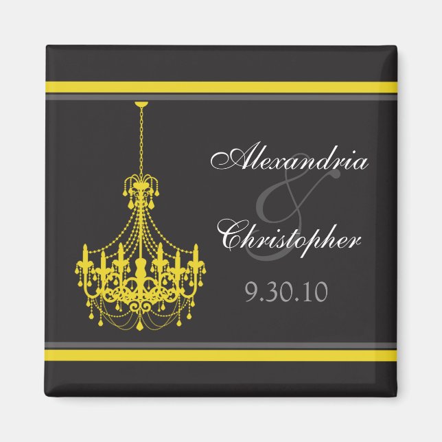 Chandelier classique mariage Favor Magnet (jaune) (Devant)