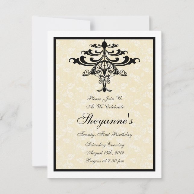 Chandelier Creme 21e anniversaire Invitation (Devant)