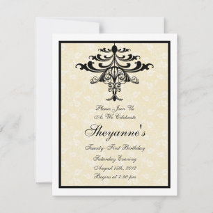 Chandelier Creme 21e anniversaire Invitation