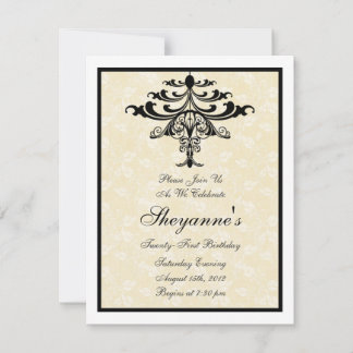 Chandelier Creme 21e anniversaire Invitation