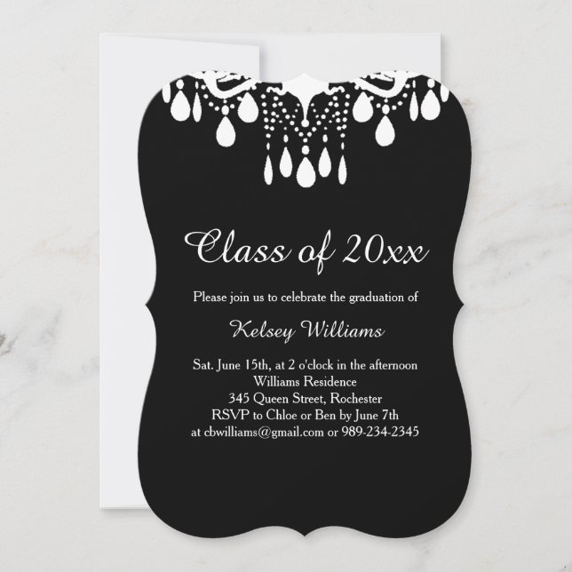 Chandelier cristaux Graduation Party Invitation (Devant)