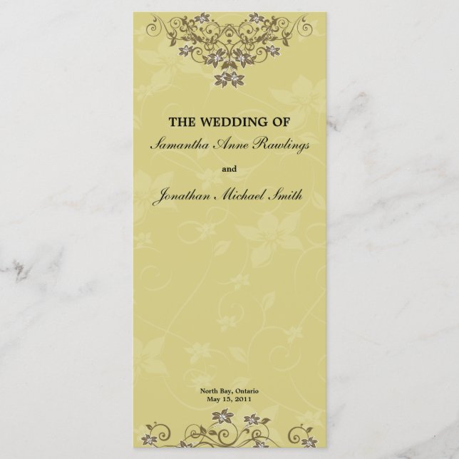 Chandelier d'or Programme de mariage floral (Devant)