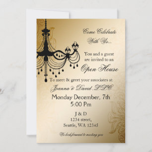 Chandelier Gold élégant Corporate party Invitation
