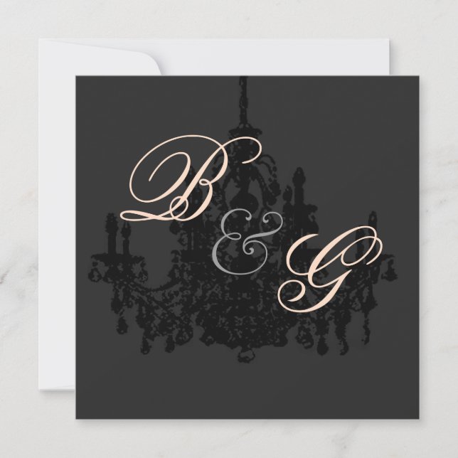 Chandelier, invitations de mariage (Devant)