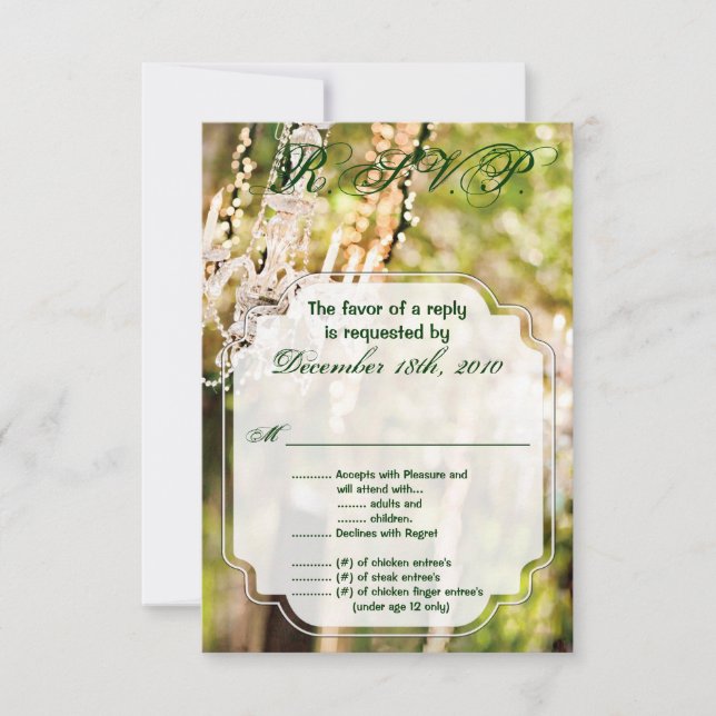 Chandelier Mariage de carte R.S.V.P. 3,5x5 en chên (Devant)