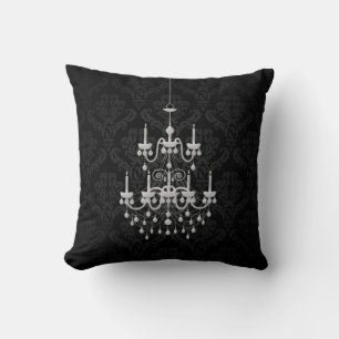 Chandelier noir et blanc Damask Accent Coussin