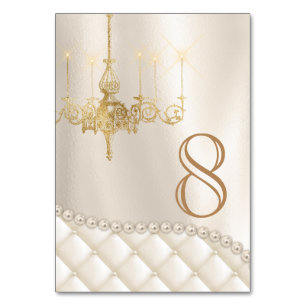 Chandelier Perles Satin Mariage Carte Numéro de ta