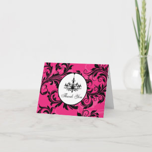 Chandelier rose noir blanc Merci Note Card 2