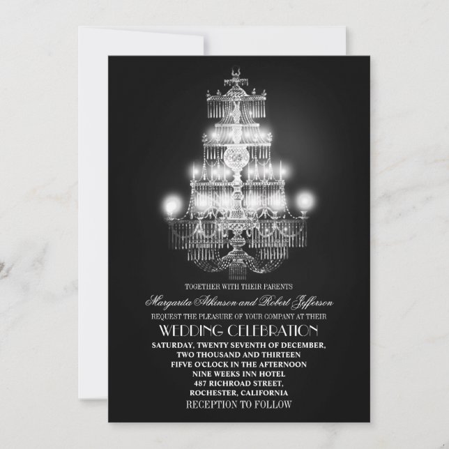 Chandelier vintage invitations noires (Devant)