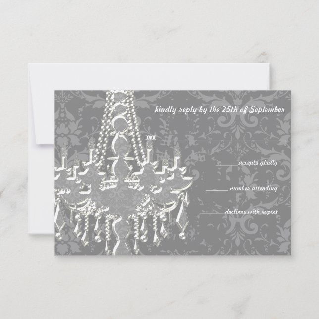 Chandeliers Argent et Gris Damassé Mariage RSVP (Devant)