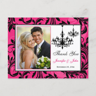 Chandeliers rose noir blanc Merci carte postale