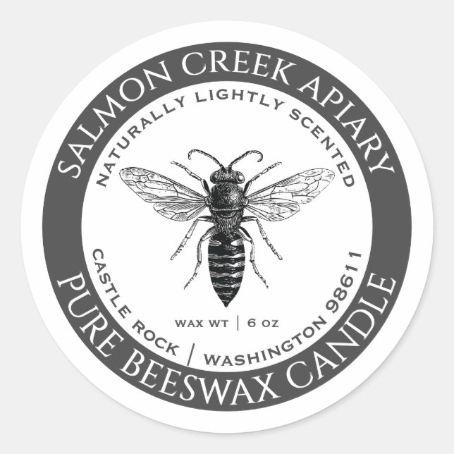 Chandelle de cire d'abeille Queen Étiquette apicul (Devant)