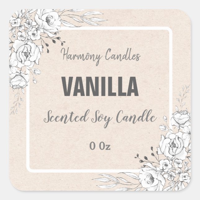 Chandelle en soja Vanilla Beige Étiquettes de prod (Devant)