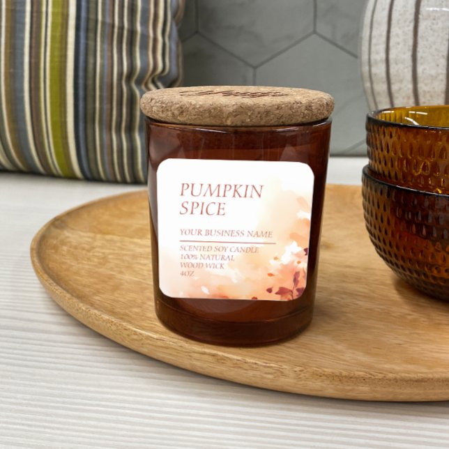 Chandelle parfumée automne Étiquette d'aquarelle m (Créateur téléchargé)