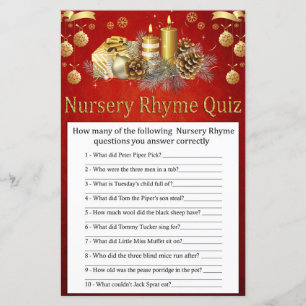 Chandelles de Noël Nursery Rhyme Quiz baby shower