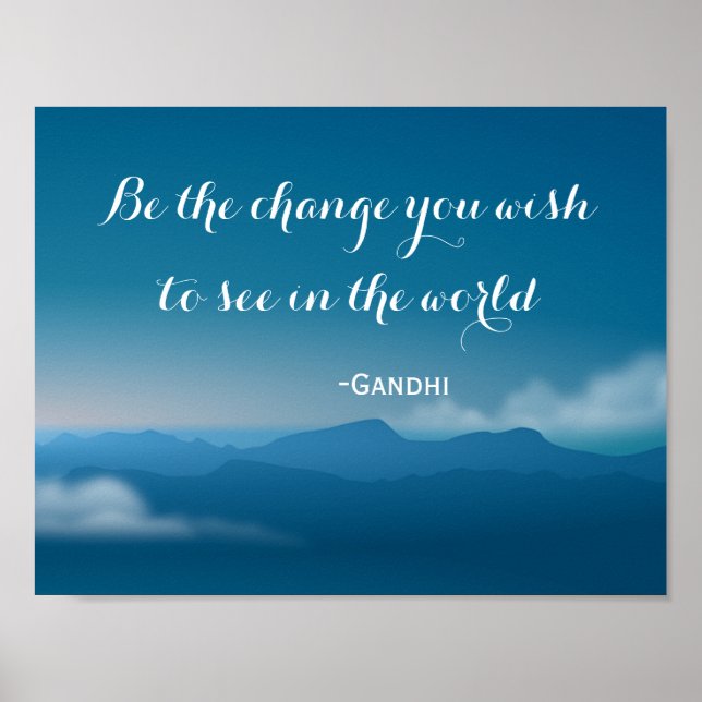 Change Gandhi quote mountains poster (Devant)