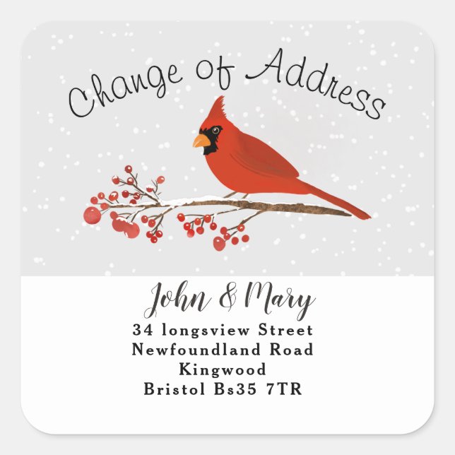 Change of Address sticker cardinal (Devant)